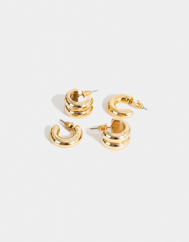 Aros Argollas Set Chunky Edition Set De Aros Argolla Chunky Edition - Dorado