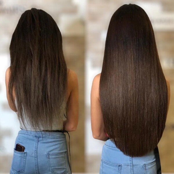 Extensiones Adhesivas Cabello Pelo Natural 20ud 60cm Largo Color Variante Castaño