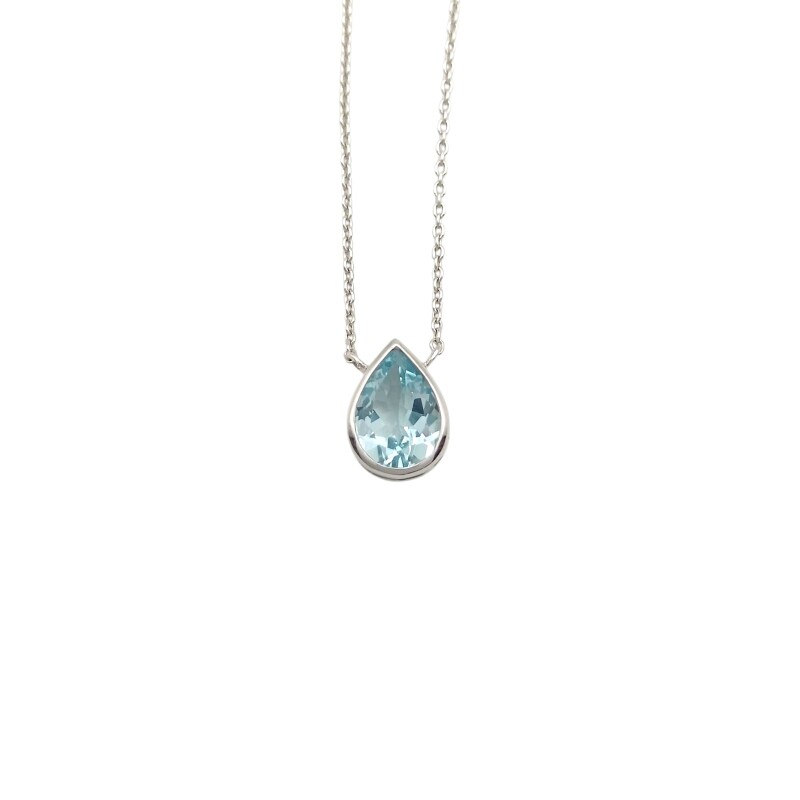 Conjunto Lágrima- Plata rodinada 925-Piedra Aguamarina-CJ2024 conpiedra