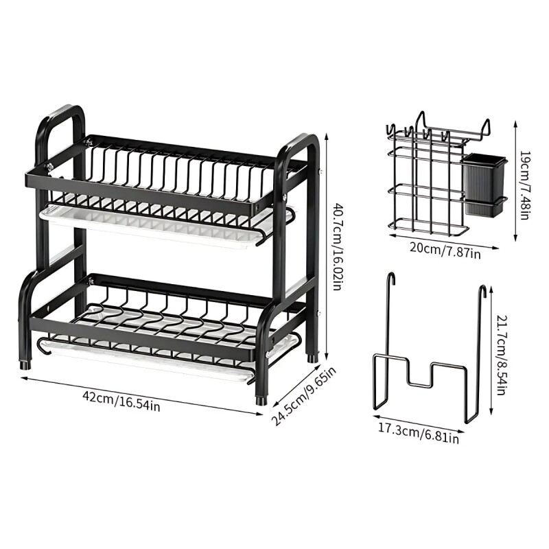 Escurridor doble para mesada NEGRO