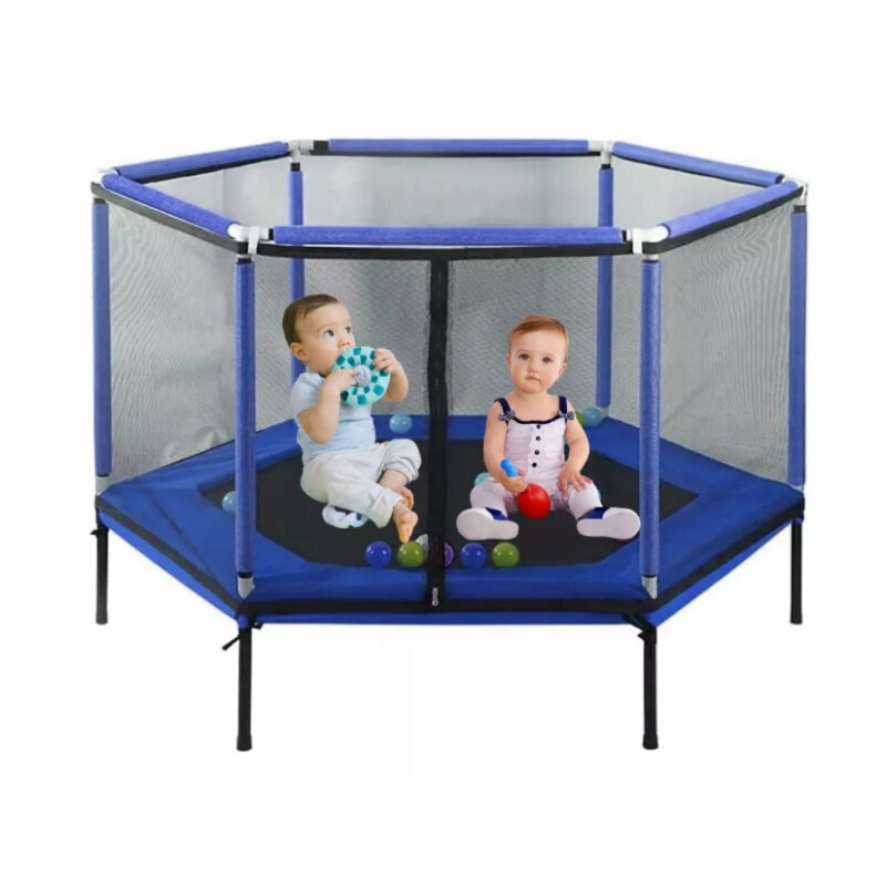 Cama Elástica Infantil Con Red De Seguridad 140 X130cm Azul