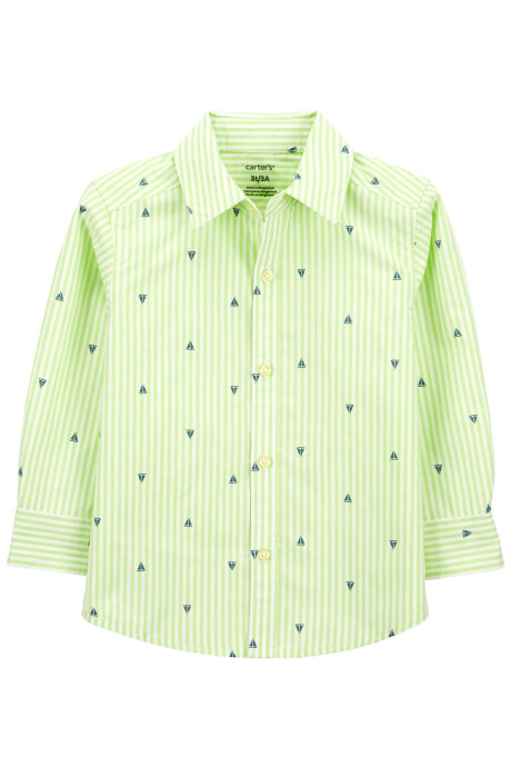 Camisa de popelina, manga larga diseño veleros. Talles 2-5T Sin color