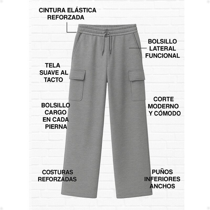 Pantalón Jogging Deportivo Tipo Cargo Gris Claro