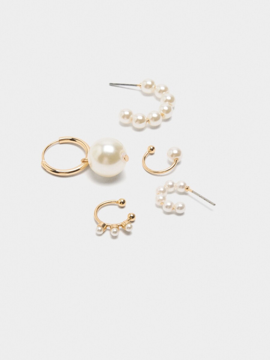 Set De Pendientes Y Earjackets Con Perlas blanco