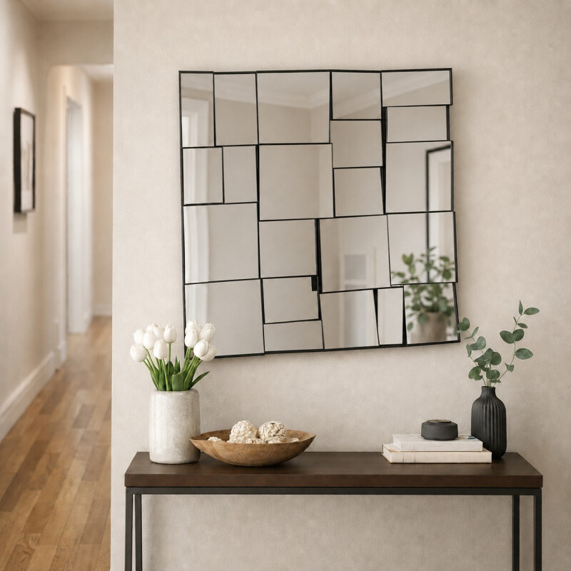 Espejo Decorativo de Pared Cuadrado Tipo Mosaico Moderno Espejo Decorativo de Pared Cuadrado Tipo Mosaico Moderno