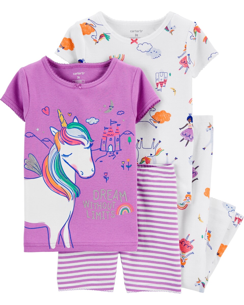 Pijama 4 Piezas Unicornio Algodón 