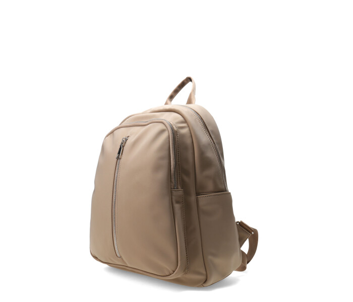 Mochila Miss Carol Tevi Con Cierre Adelante Beige