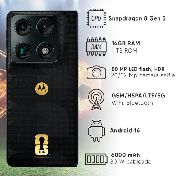 Motorola Razr Fold Fifa 5g 16gb/1tb CEL MOTOROLA RAZR FOLD FIFA 16/1TB NEGRO