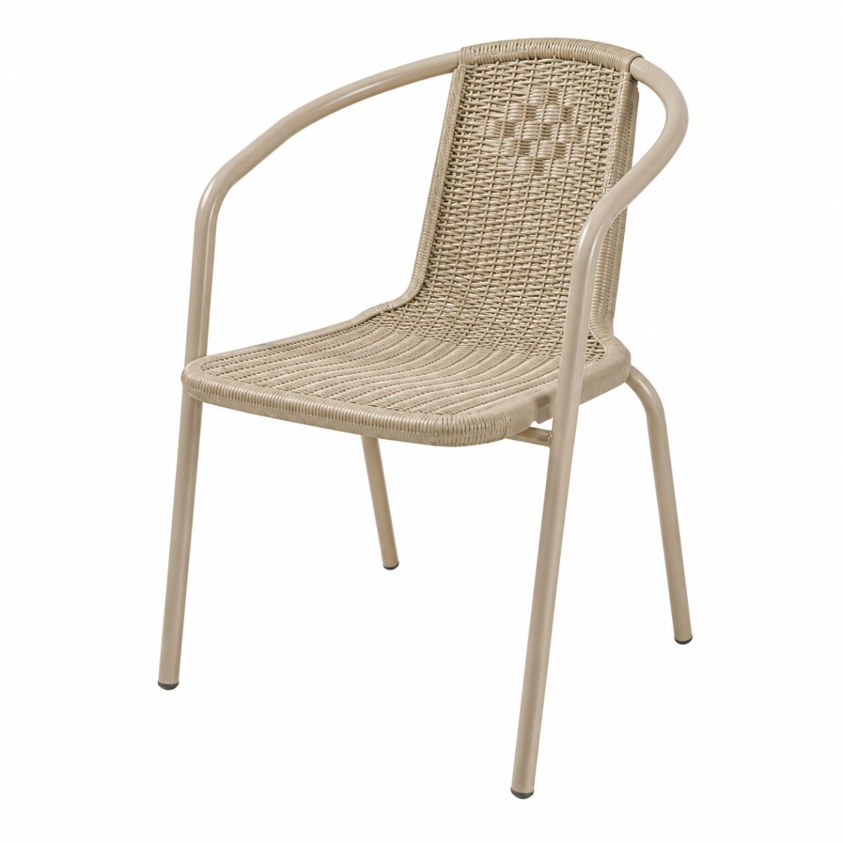 Silla de plastico con posabrazos imita rattan 