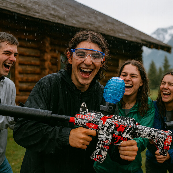 Pistola Hidrogel Ametralladora Luz Sonido Humo Recargable Color Rojo