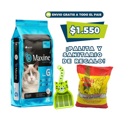 MAXINE GATOS ADULTOS 7.5 KG + PALITA + SANITARIO DE REGALO