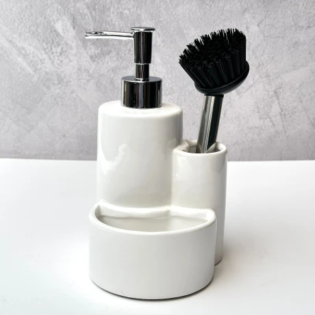 Dispensador Jabonera Para Cocina con Porta Cepillos Dispensador Jabonera Para Cocina con Porta Cepillos