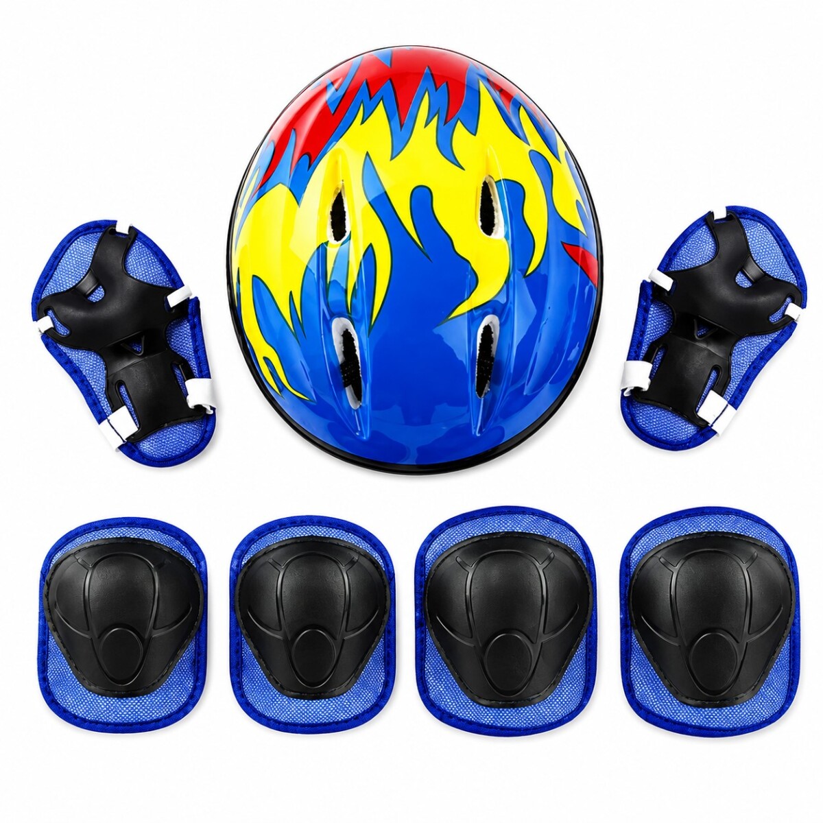 Set Casco para Niño con Rodilleras y Muñequeras y Coderas - CELESTE 