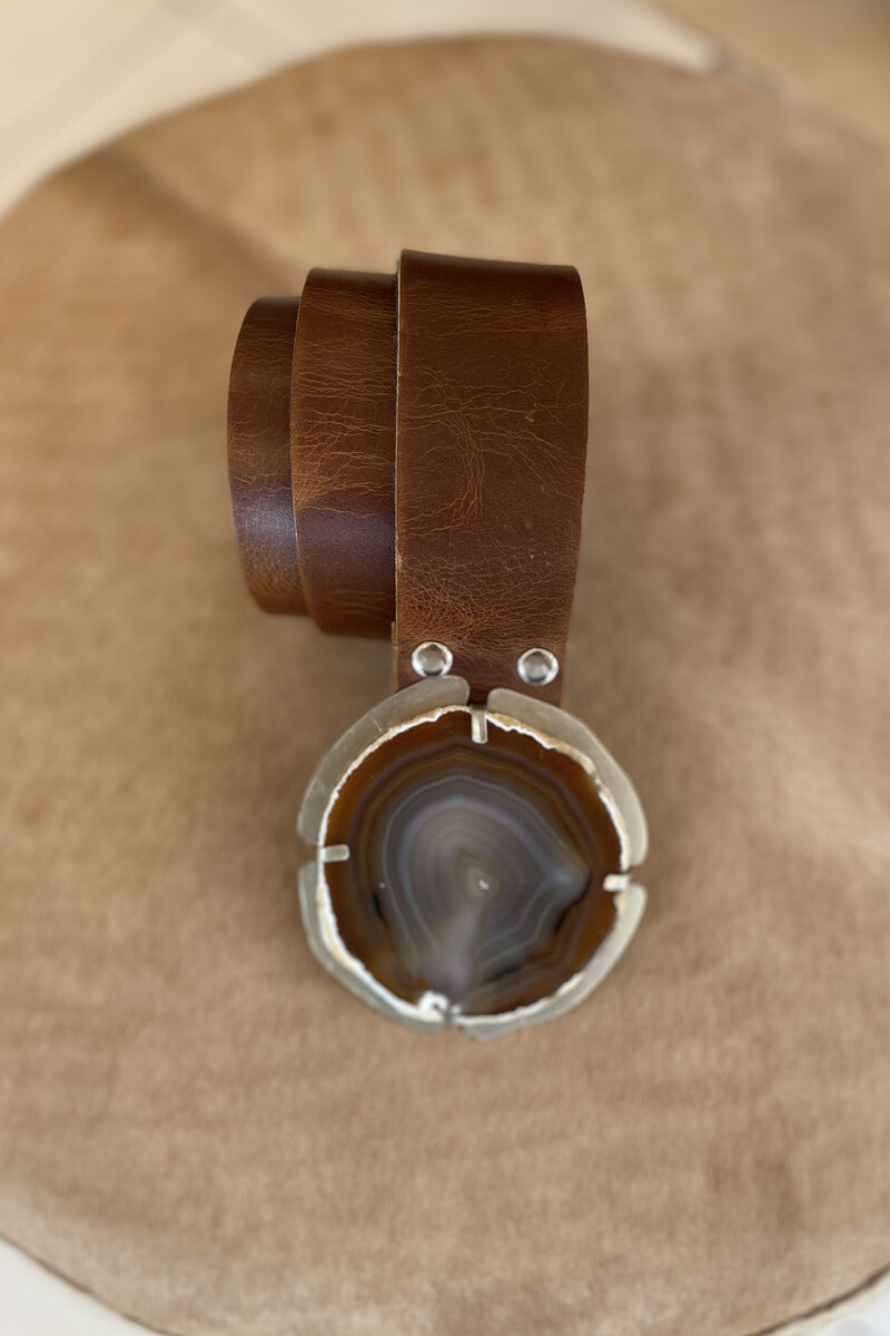 Cinto piedra reversible - Cognac azul 