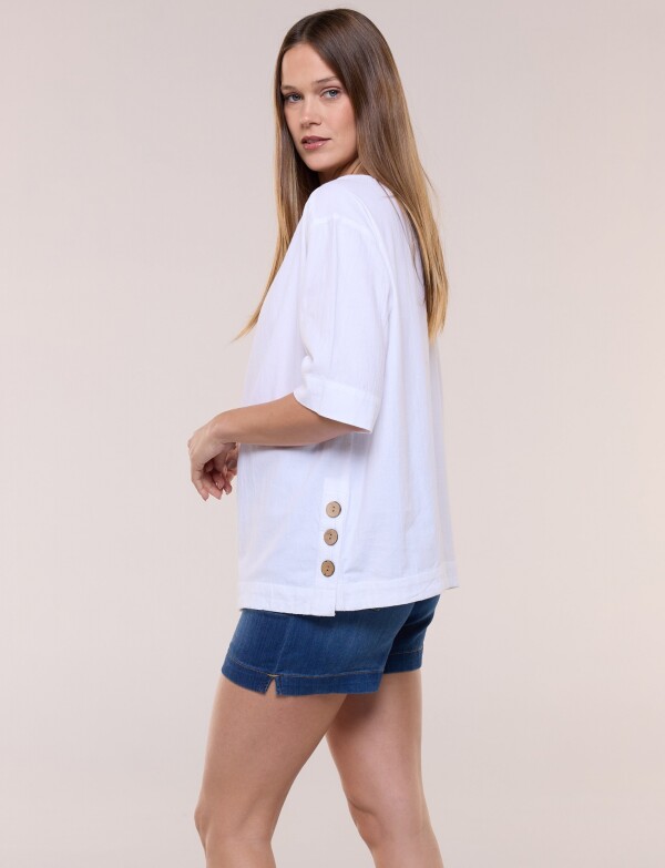 Blusa Algodon Botones BLANCO