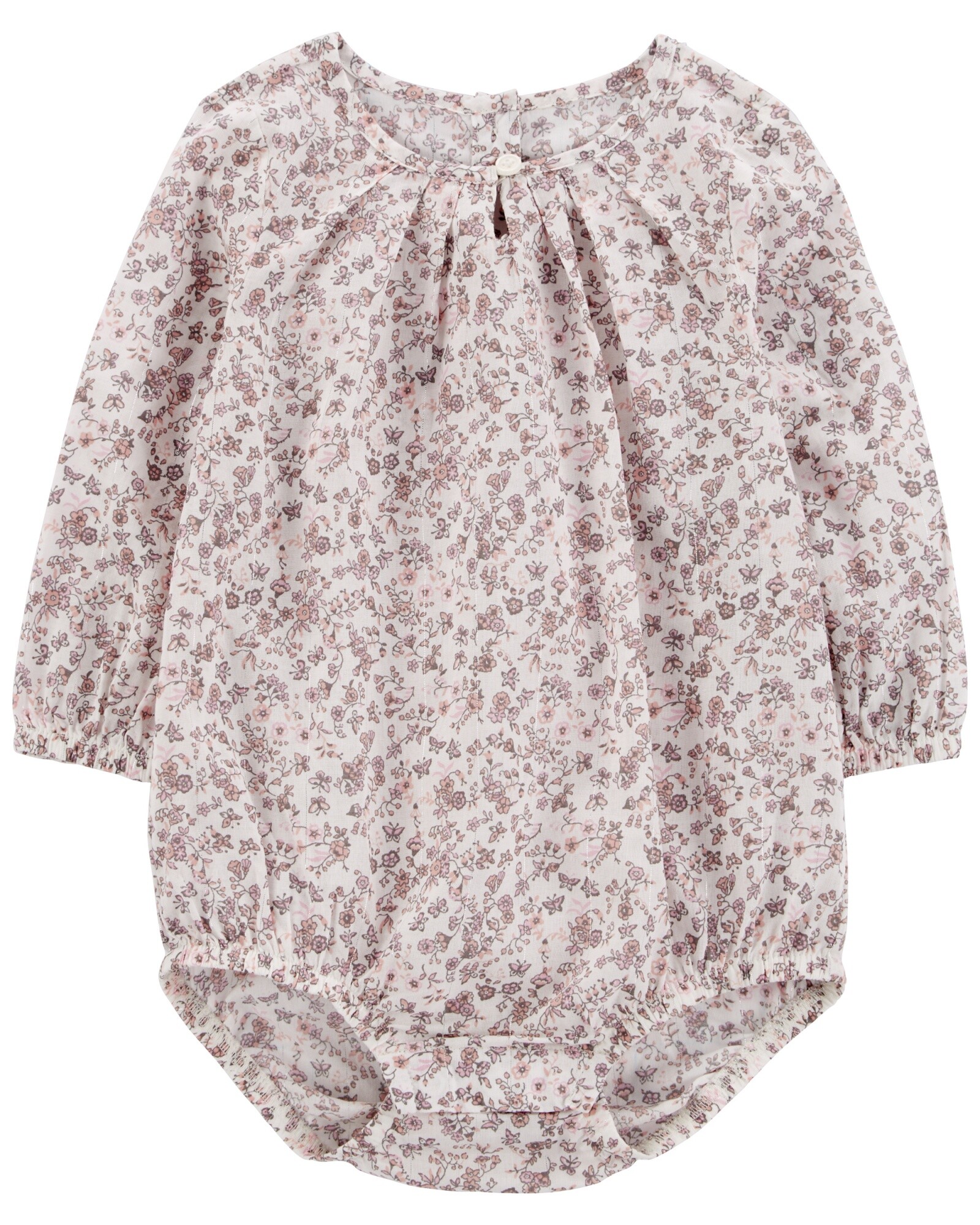 Body bombachudo de algodón, diseño floral Sin color
