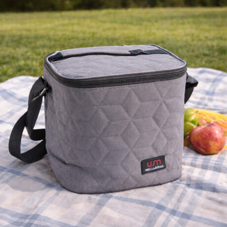 Lunchera Térmica Impermeable con Correa Ajustable Modelo Cuadrado Gris