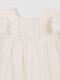 Vestido Con Jaretas Y Tiras Bordadas Blanco