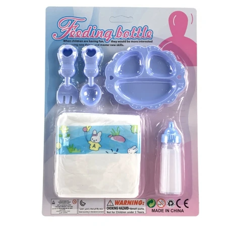 Set de Juguete para Bebote Pañal Plato Cubiertos Mamadera 001