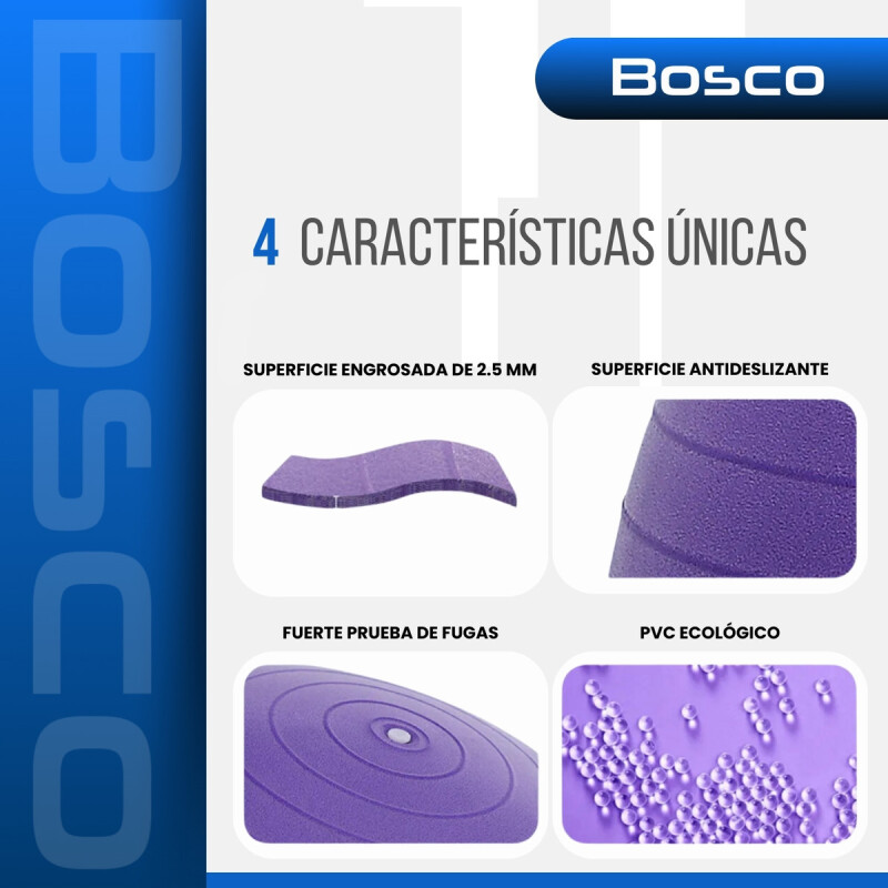 Pelota 65 Cm Pilates Yoga Bosco Gimnasia + Inflador De Pie Violeta
