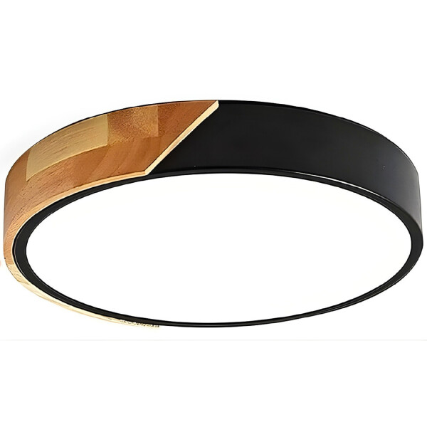 Plafón Led Techo 24 Cm Madera Luz Fría 24W Moderno Nórdico Color Negro