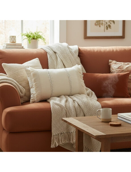 ALMOHADON TRENZAS Y FLECOS 50x30CM CREMA ALMOHADON TRENZAS Y FLECOS 50x30CM CREMA