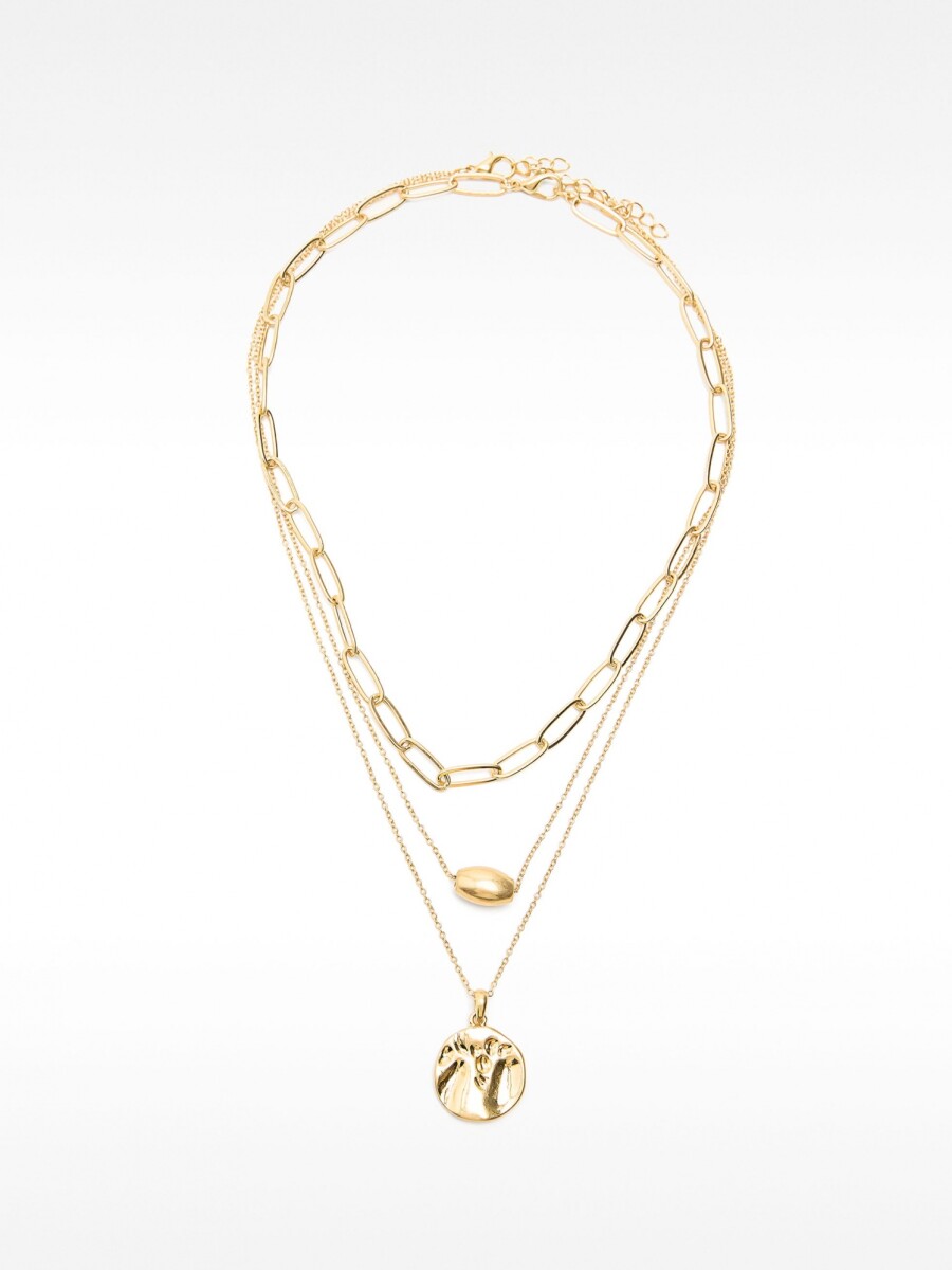 Set De Collares Con Eslabones Y Colgante dorado
