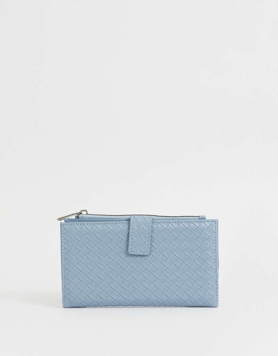 Billetera Fichero Con Snap - Azul Celeste 