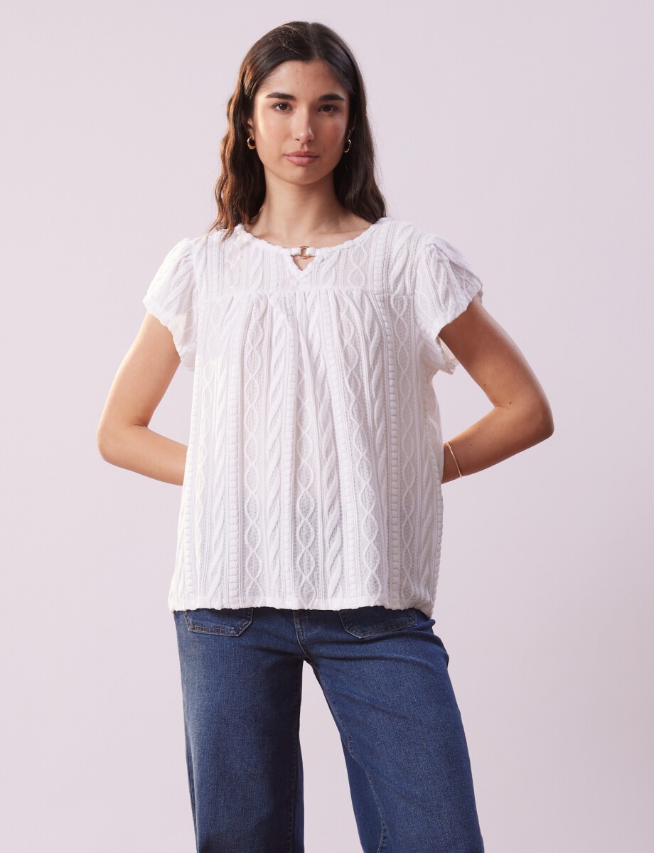 Blusa Labrada Det Metal - Crudo 