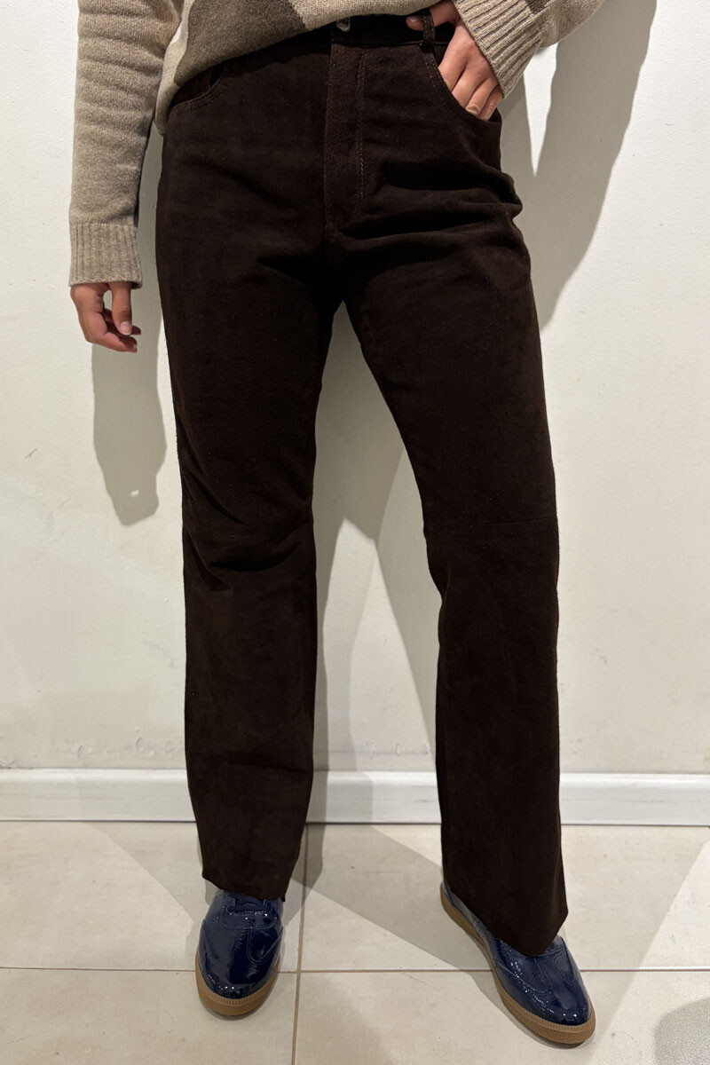 Leather Pant Chocolate gamuza