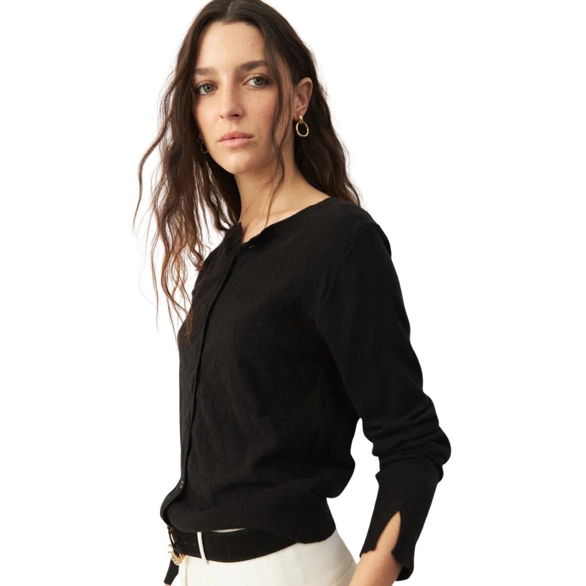 CARDIGAN FLORITA S-XL - NEGRO 