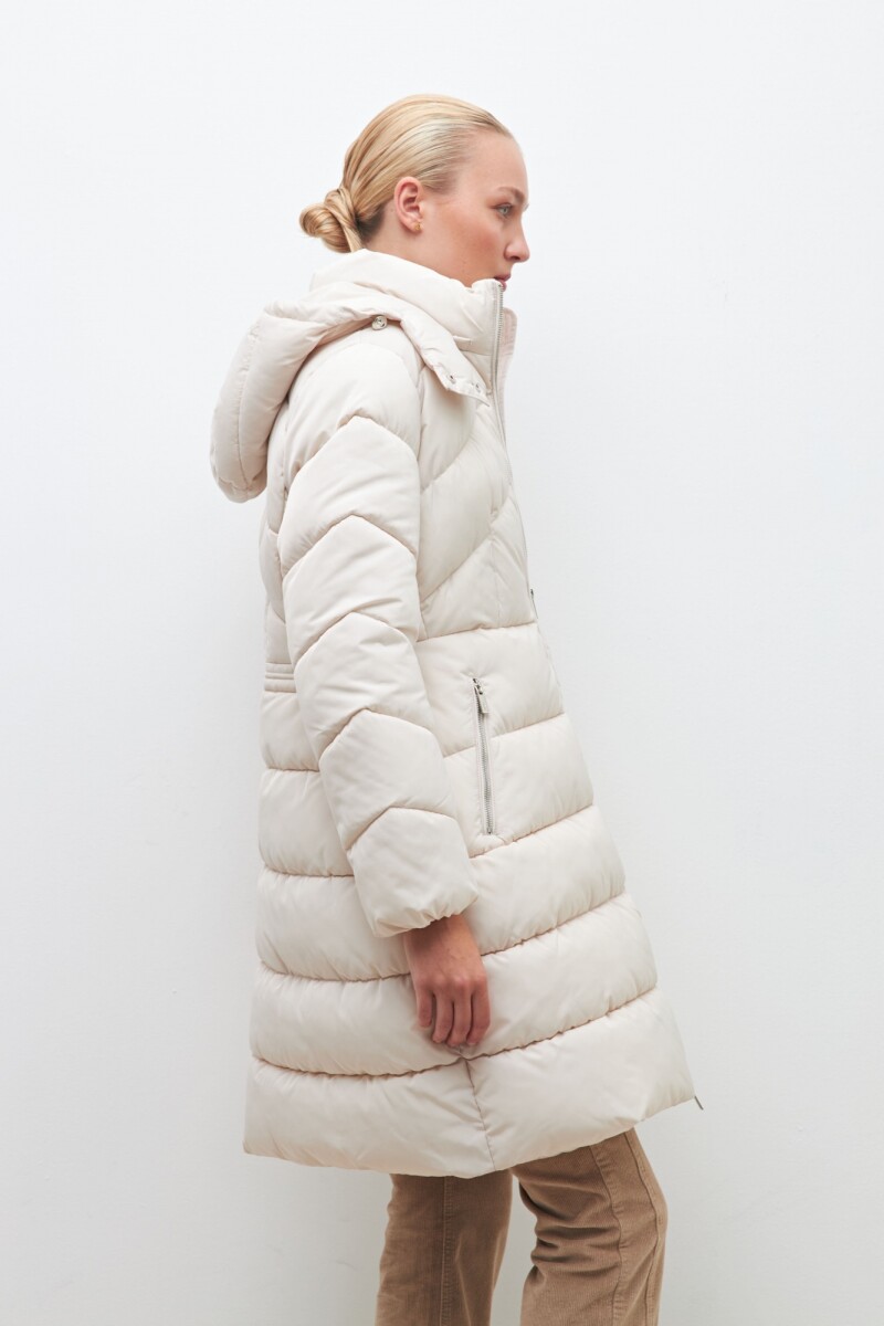 Campera capitoneada con capucha desmontable beige