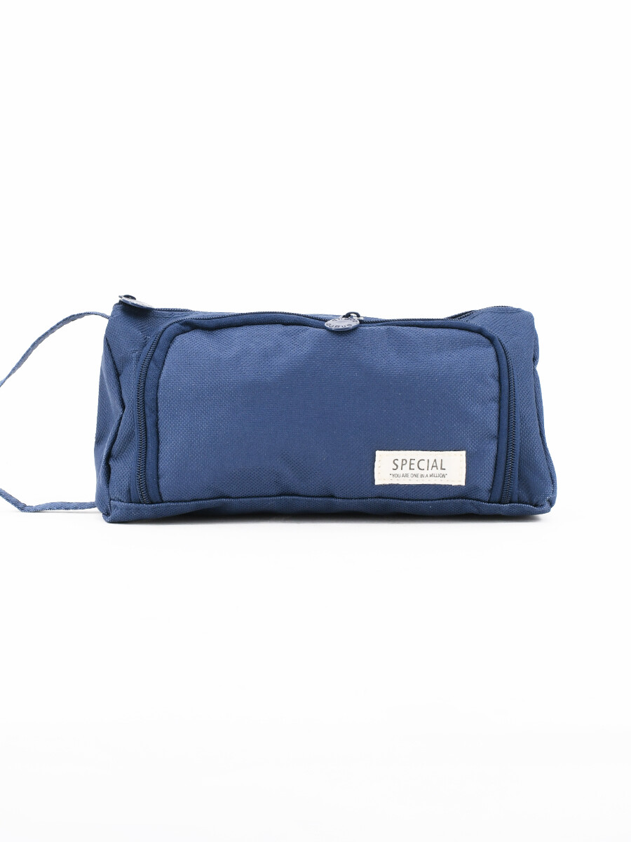 CARTUCHERA DOBLE CIERRE - AZUL OSCURO 