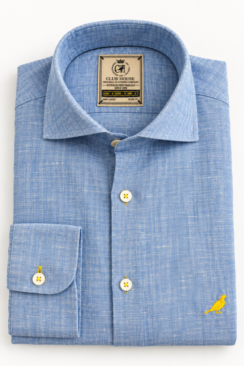 Camisa Lino Nogal Washed Sky