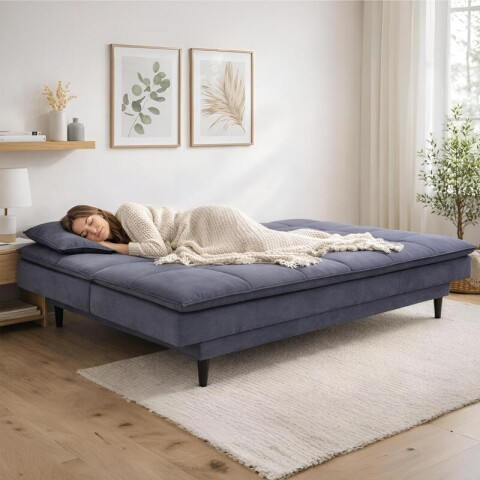 SILLON SOFACAMA LIVERPOOL con asiento reclinable en tela suede con cojines - Gris Titanio SILLON SOFACAMA LIVERPOOL con asiento reclinable en tela suede con cojines - Gris Titanio