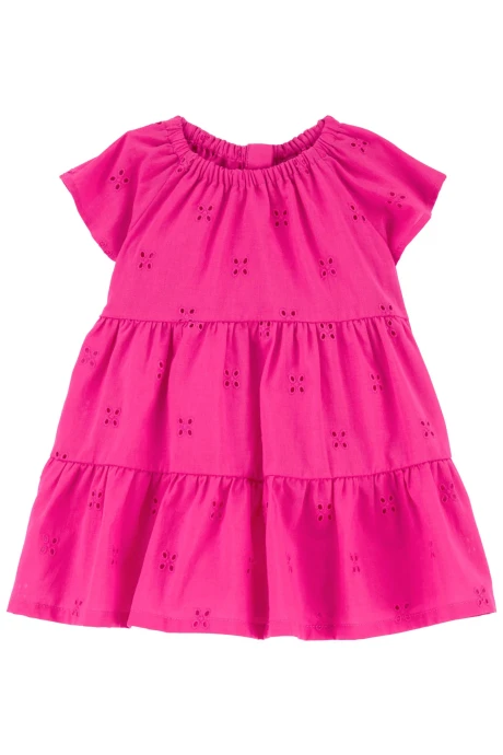 Vestido de algodón, escalonado y con ojales. Talles 0-24M Vestido de algodón, escalonado y con ojales. Talles 0-24M