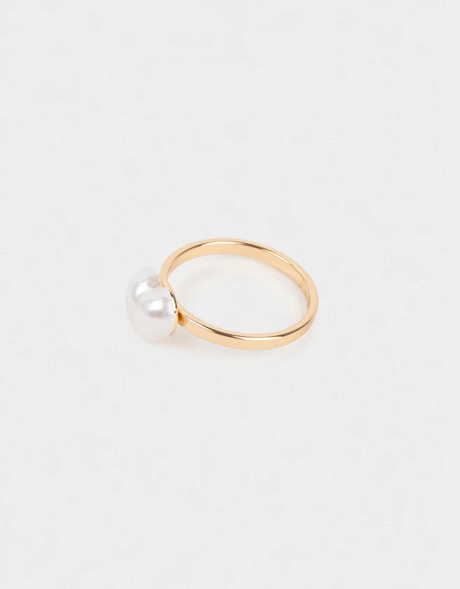 Anillos Chicos Anillo Con Corazón De Perla - Dorado