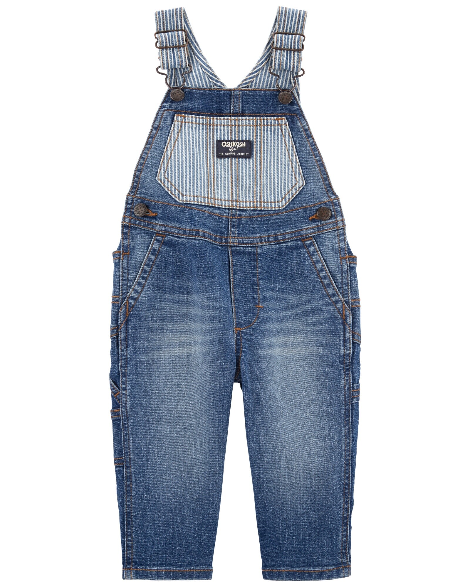 Enterito de jean con detalles a rayas. Talles 3-24M Sin color