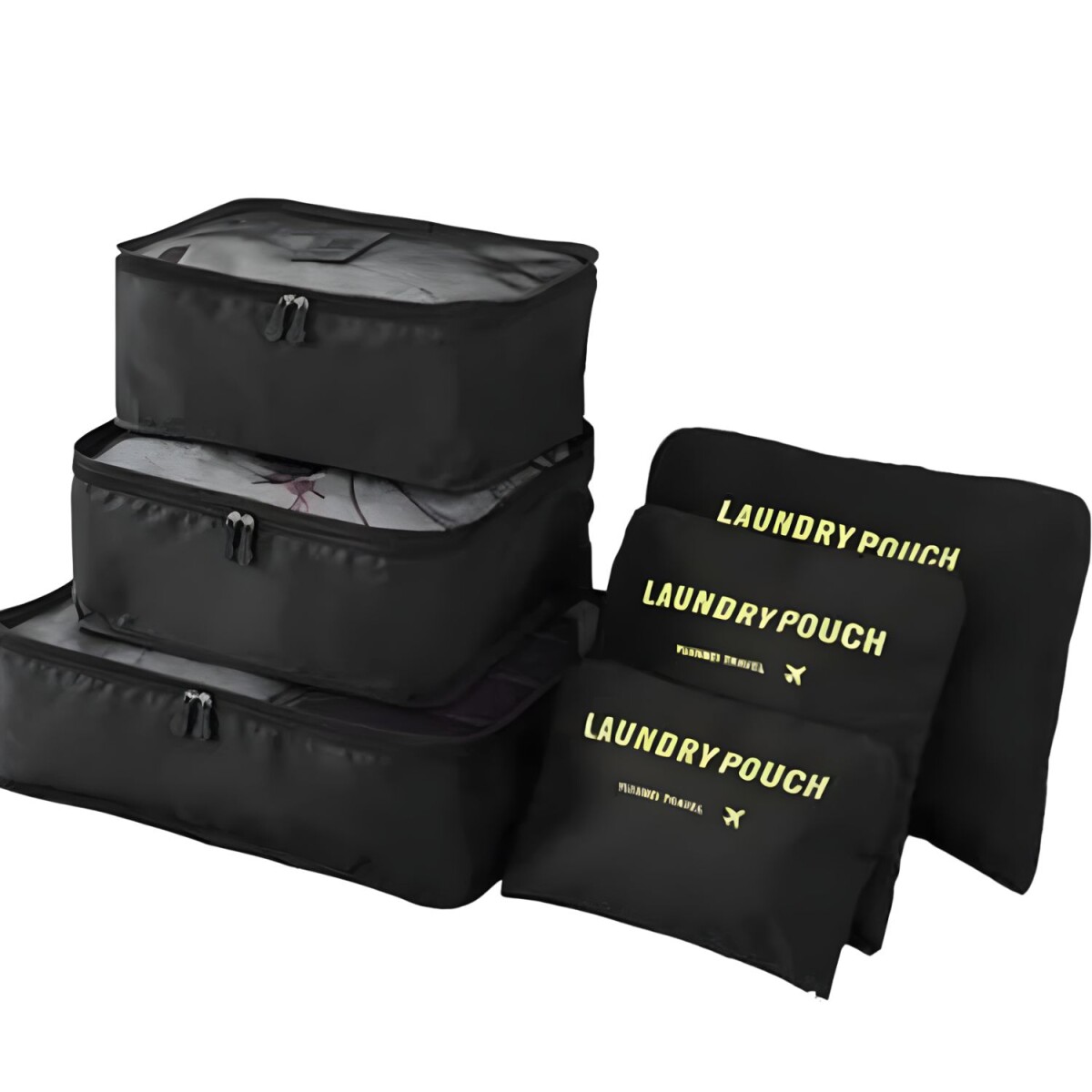 Set de 6 Organizadores de Valija Equipaje para Viaje - Negro 