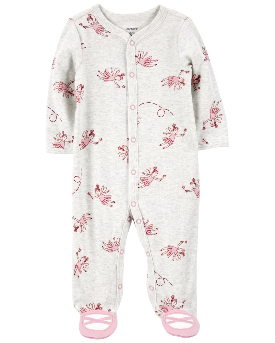 Pijama una pieza de algodón, con pie, diseño hadas 