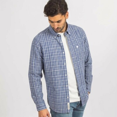 Camisa a Cuadros Azul y Gris