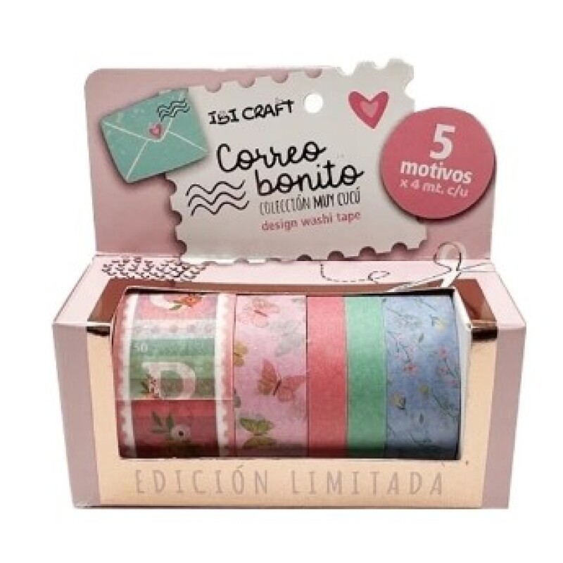 Washi Tape Ibi craft 5 diseños- Correo bonito Washi Tape Ibi Craft 5 Diseños- Correo Bonito