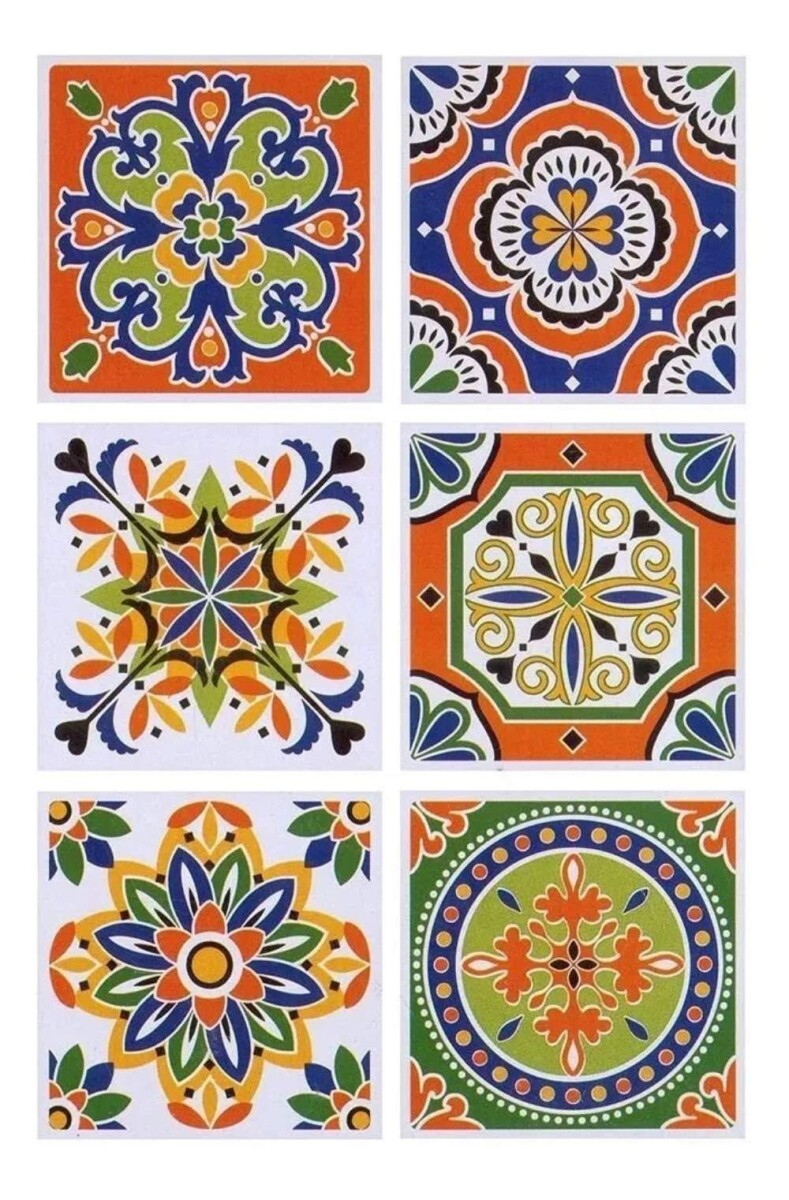 Set de mesa de vinilo color blanco y multicolor con mosaico de azulejos  vegetal 30 x 45 SINTRA