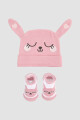 Set gorros escarpines algodon Rosado