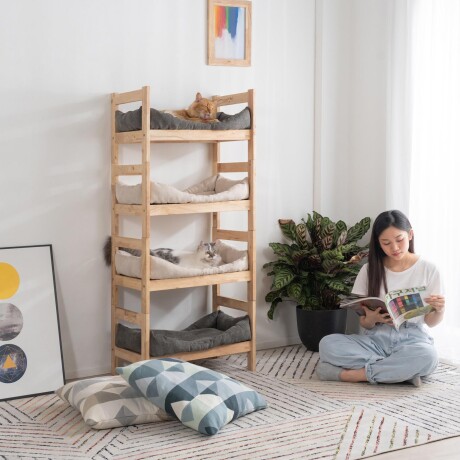 CAMA DE GATO MADERA NATURAL-BEIGE AURORA