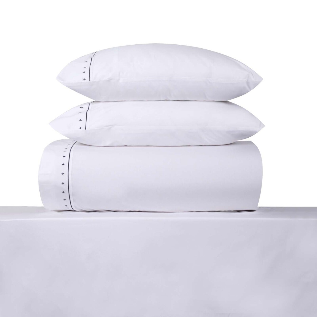 JUEGO DE SABANAS - QUEEN ALGODON BLANCO EMBRO 200H 