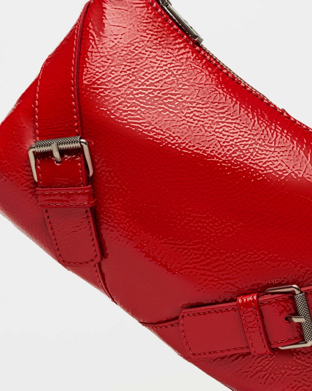 Mini bag Pocket en cuero charol arrugado Rojo