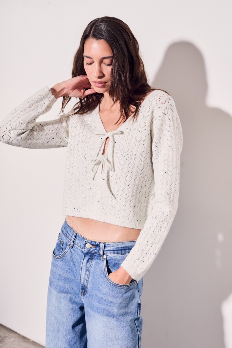 Cardigan Lazos Bouttonne Gris Melange