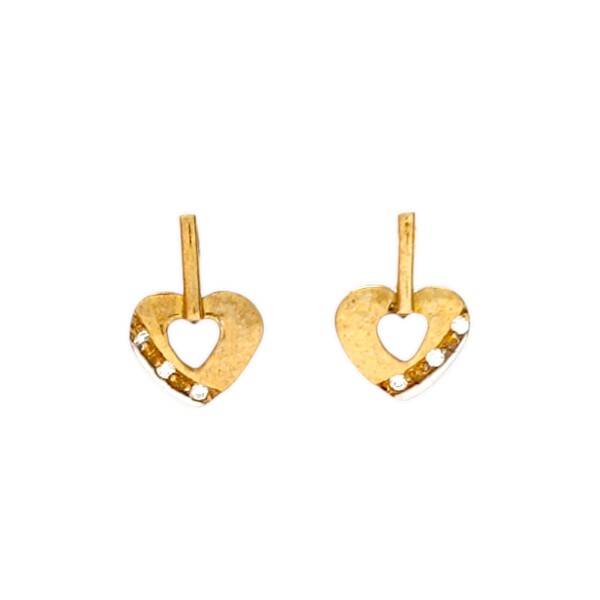 Caravanas Corazón de oro- Oro bajo - Zirconia- CA8051 conpiedra