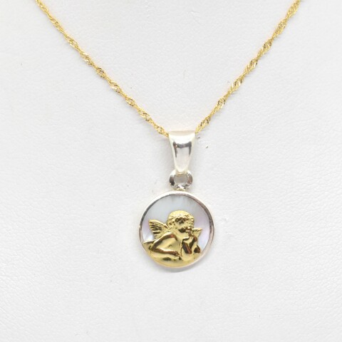 Medalla en Oro 18Kilates y Plata 925 Nácar Angel Medalla en Oro 18Kilates y Plata 925 Nácar Angel